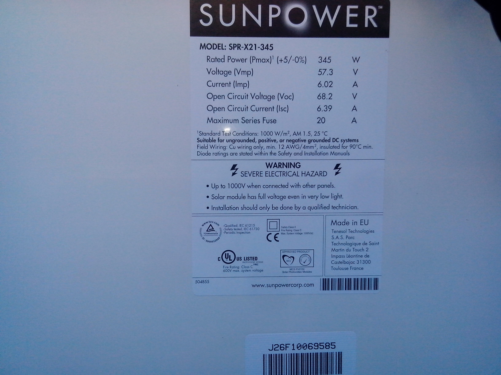 Impianto Fotovoltaico in Scambio Sul posto SunPower Lightland X21 Ferrara Emilia Romagna Retro Label